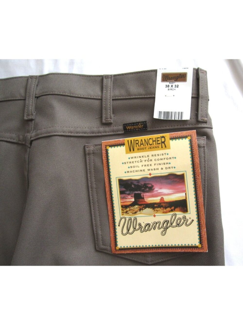 Wrangler 82BH Wrancher Dress Pants Birch 38x31 Cowboy Western Retro 70s Vibe